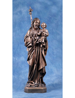 Statua San Giuseppe con Gesù bambino 85cm bronzato