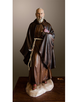 Statua Padre Pio con mantello, 85cm e 130cm