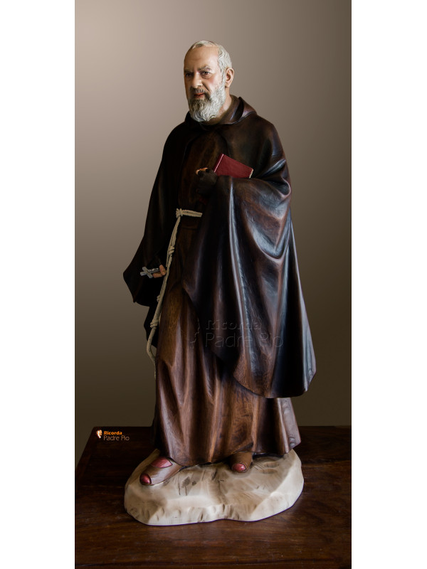 Statua Padre Pio con mantello, 85cm e 130cm