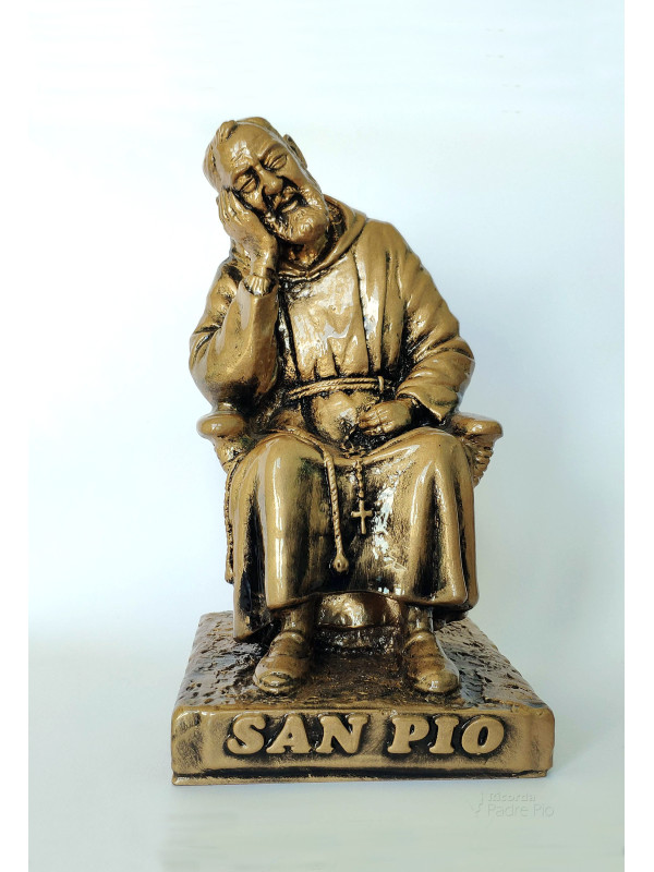 Statua Padre Pio seduto 22cm