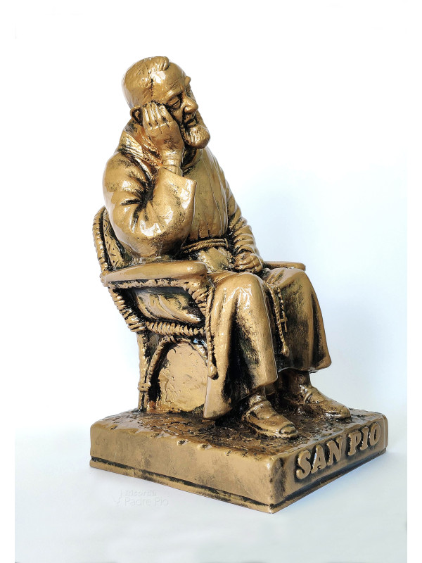 Statua Padre Pio seduto 22cm