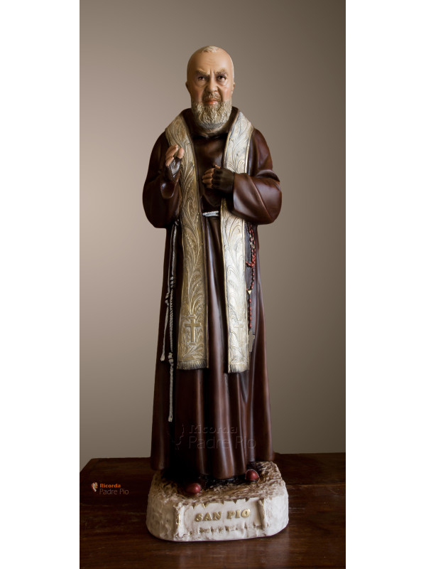 Statua Padre Pio Benedicente con stola color 78cm