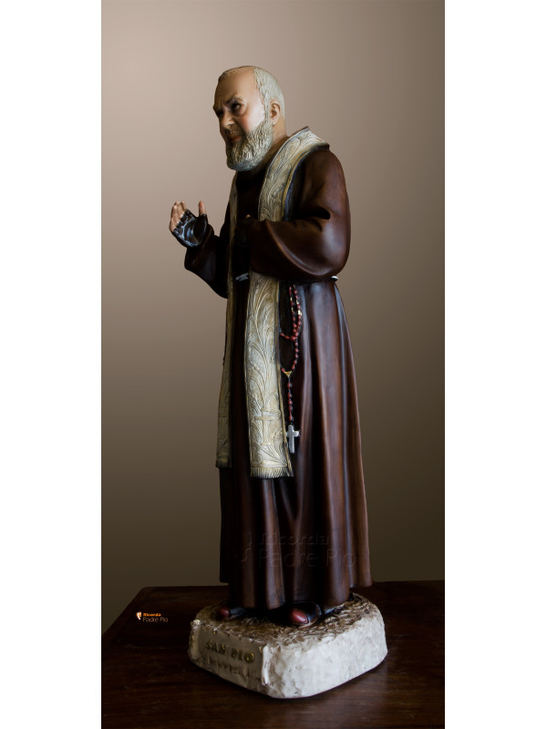 Statua Padre Pio Benedicente con stola color 78cm