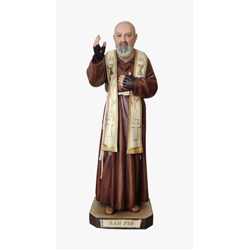 Statua Padre Pio Benedicente con stola color 92cm