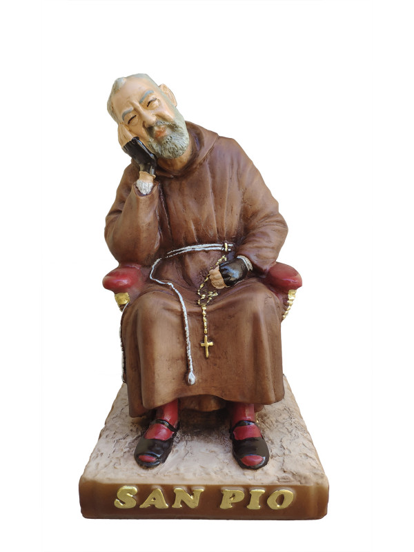 Statua Padre Pio seduto dormiente 22cm