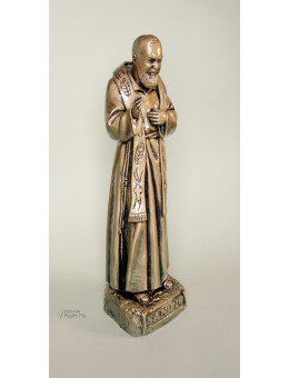 Statua Padre Pio Benedicente bronzata 40cm