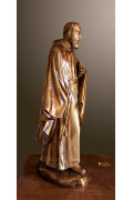 Statua Padre Pio con mantello, 85cm effetto bronzo.