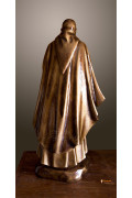 Statua Padre Pio con mantello, 85cm effetto bronzo.