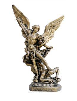 Statua San Michele Arcangelo Bronzato 30cm