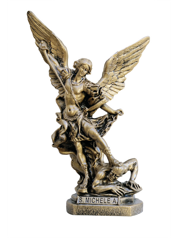 Statua San Michele Arcangelo Bronzato 30cm
