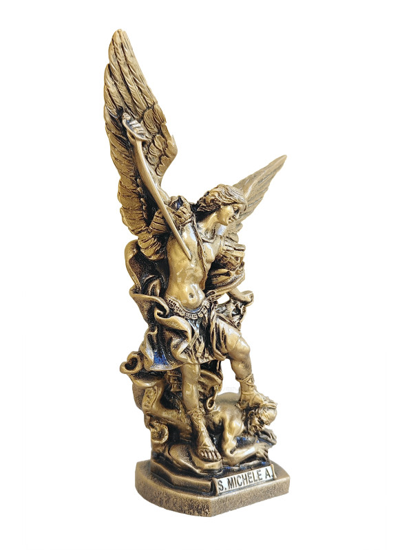 Statua San Michele Arcangelo Bronzato 30cm