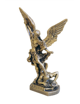 Statua San Michele Arcangelo Bronzato 30cm