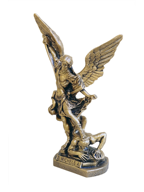 Statua San Michele Arcangelo Bronzato 30cm