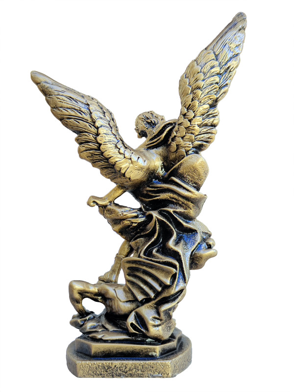 Statua San Michele Arcangelo Bronzato 30cm