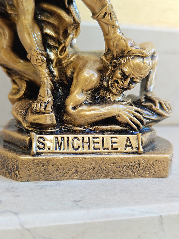 Statua San Michele Arcangelo Bronzato 30cm