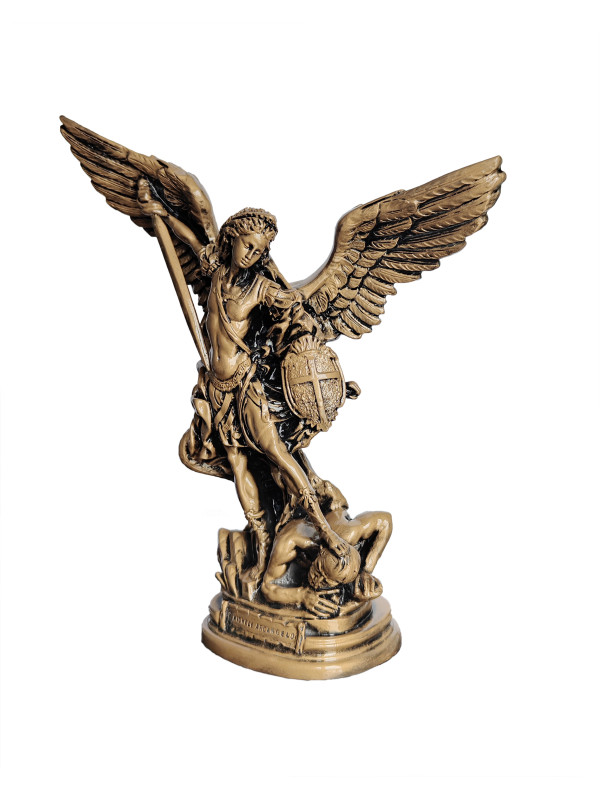 Statua San Michele Arcangelo Bronzato 40cm
