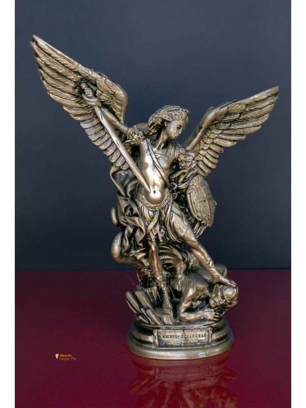 Statua San Michele Arcangelo Bronzato 40cm