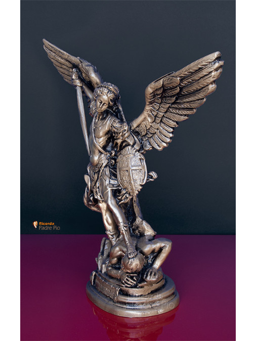 Statua San Michele Arcangelo Bronzato 40cm