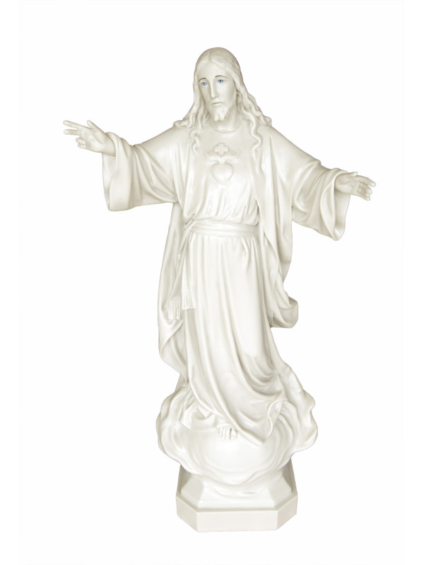 Statua Sacro Cuore di Gesù 85cm effetto Capodimonte