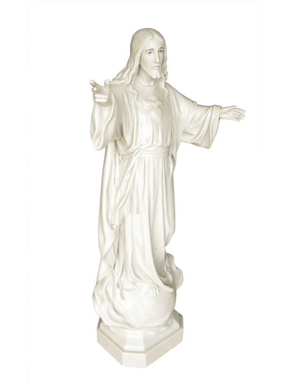 Statua Sacro Cuore di Gesù 85cm effetto Capodimonte