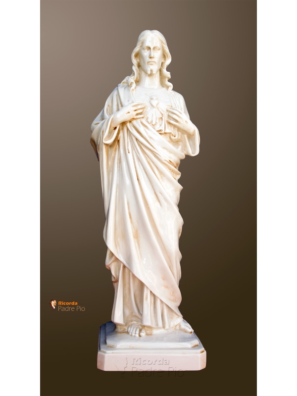 Statua Sacro Cuore di Gesù 50cm effetto invecchiato