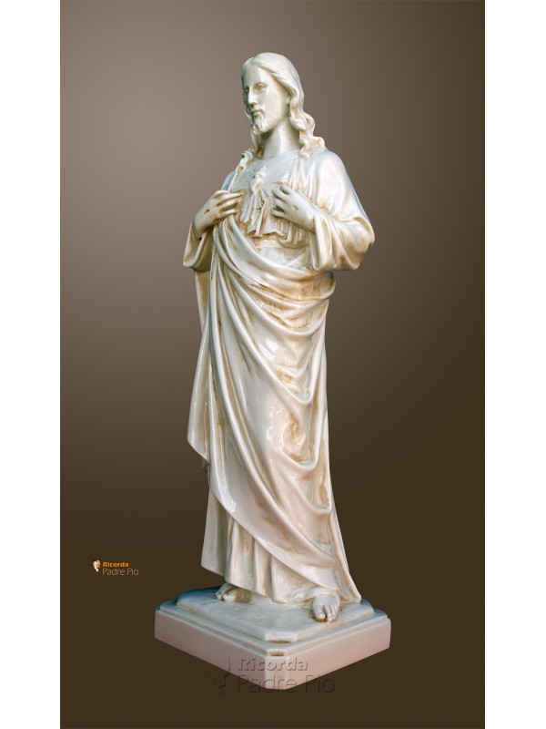 Statua Sacro Cuore di Gesù 50cm effetto invecchiato