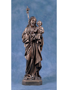 Statua San Giuseppe con Gesù bambino 85cm bronzato