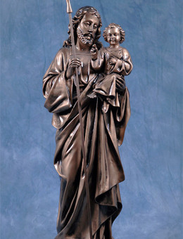 Statua San Giuseppe con Gesù bambino 85cm bronzato