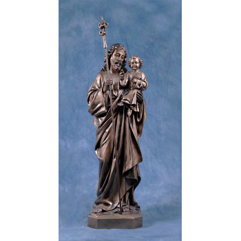 Statua San Giuseppe con Gesù bambino 85cm bronzato