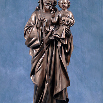 Statua San Giuseppe con Gesù bambino 85cm bronzato