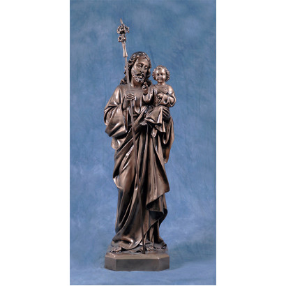 Statua San Giuseppe con Gesù bambino 85cm bronzato