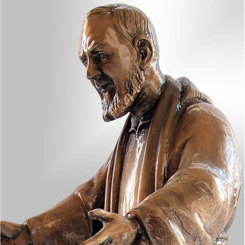 Statua Padre Pio bronzo  braccia aperte 60cm