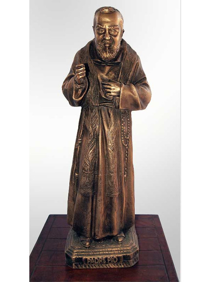 Statua Padre Pio Benedicente con stola in BRONZO fuso da 60cm a 90cm