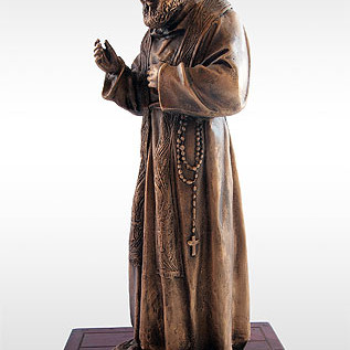 Statua Padre Pio Benedicente con stola in BRONZO fuso da 60cm a 90cm