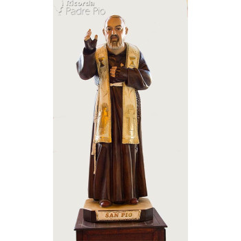 Statua Padre Pio Benedicente con stola color 92cm