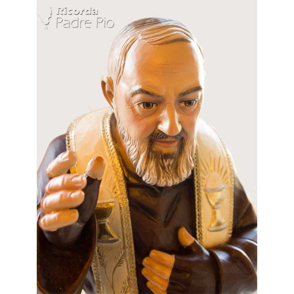Statua Padre Pio Benedicente con stola color 92cm