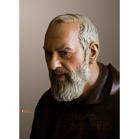 Statua Padre Pio con mantello, 85cm e 107cm