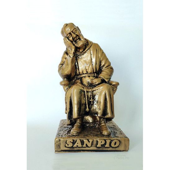Statua Padre Pio seduto 22cm