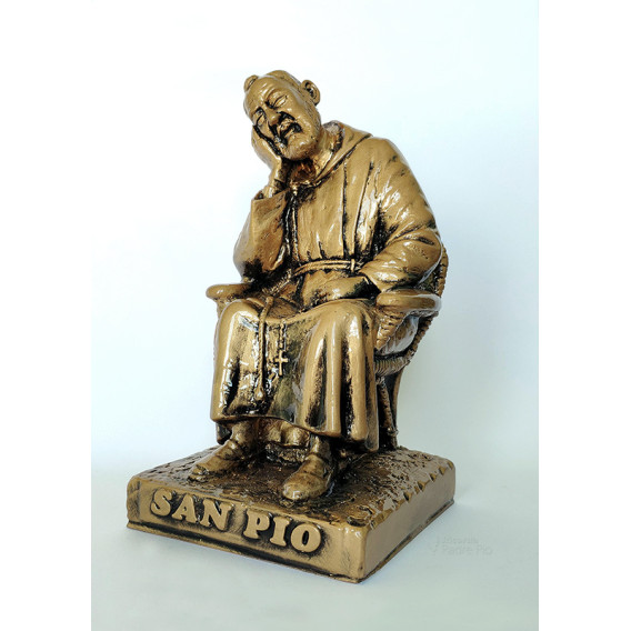 Statua Padre Pio seduto 22cm