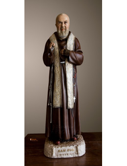Statua Padre Pio Benedicente con stola color 77cm