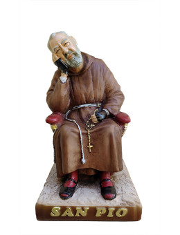 Statua Padre Pio seduto dormiente 22cm