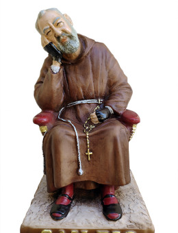 Statua Padre Pio seduto dormiente 22cm