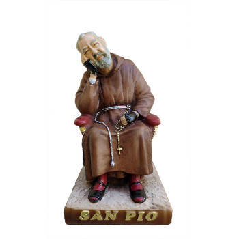 Statua Padre Pio seduto dormiente 22cm