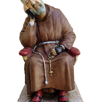 Statua Padre Pio seduto dormiente 22cm