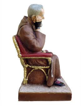 Statua Padre Pio seduto dormiente 22cm
