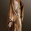 Statua Padre Pio con mantello, 85cm effetto bronzo.