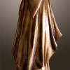 Statua Padre Pio con mantello, 85cm effetto bronzo.