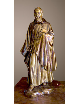 Statue of Padre with cape, 33.46in. bronze look.