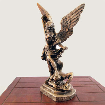 Statua San Michele Arcangelo Bronzato 30cm