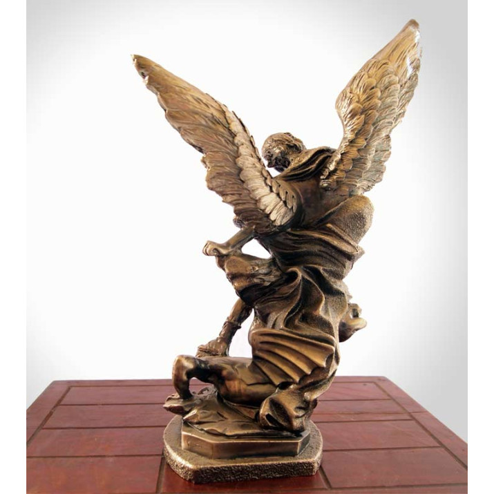 Statua San Michele Arcangelo Bronzato 30cm